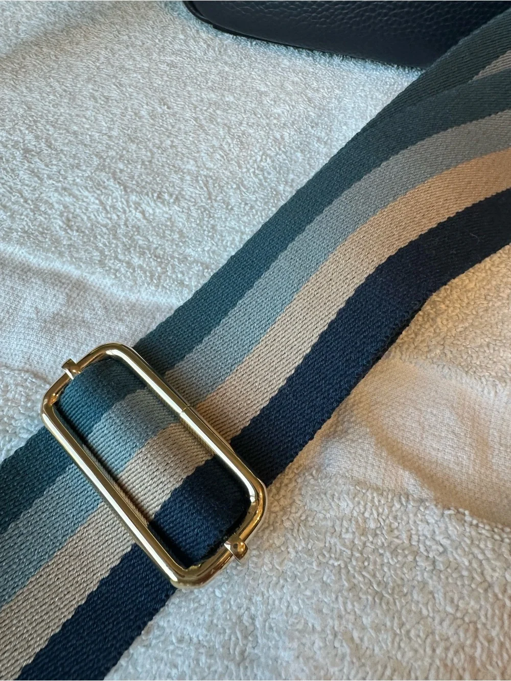 Pom Pom London Mayfair Crossbody Bag w/striped strap, exc cond, NAVY BLUE - Picture 6 of 7